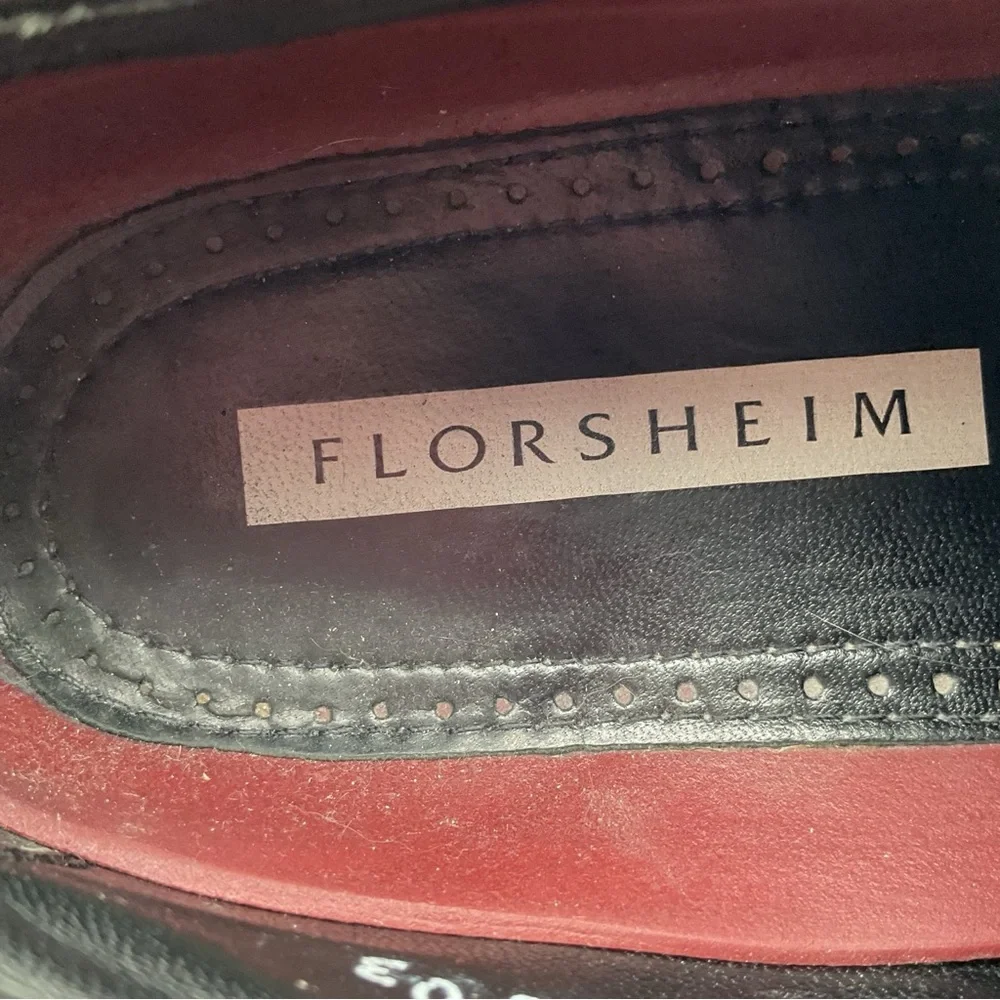 Florsheim Black and Red‎ Pebbled Leather Shoes